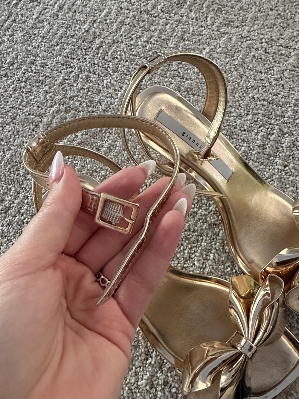 Gianni Bini Metallic Rose Gold Bow Slingback Heels - Picture 4 of 7